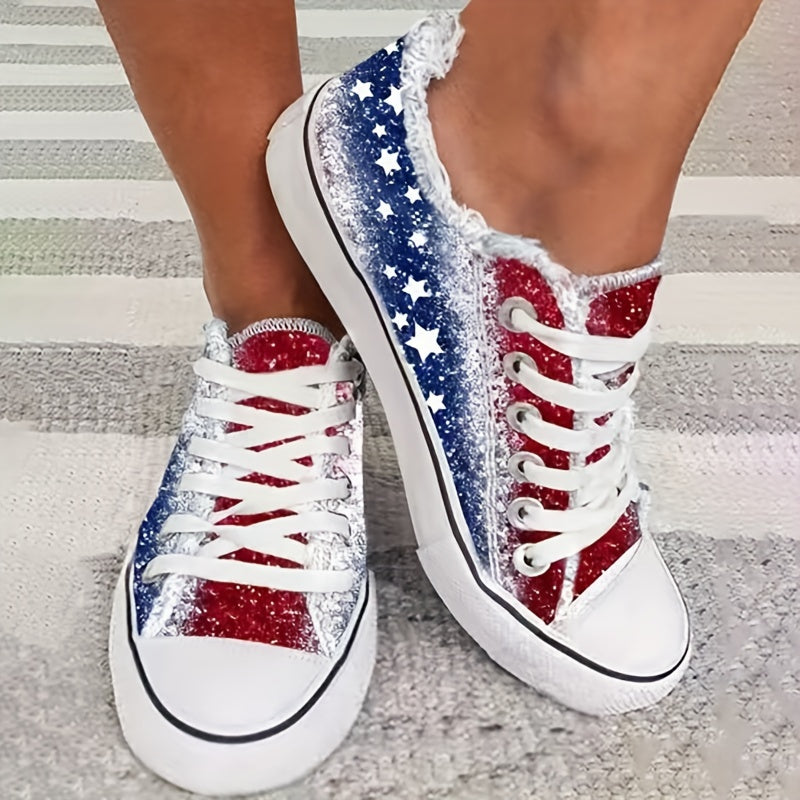 Star Pattern Canvas Shoes, Casual Lightweight Shoes